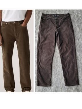 LAND'S END CORDUROY TROUSERS TRADITIONAL FIT PANTS POCKETS BROWN 34 WAIST X 32